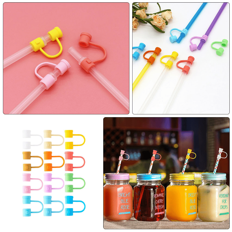6,12Pcs Straw Cover Cap for Cup, Silicone Straw Covers Cap for Cup