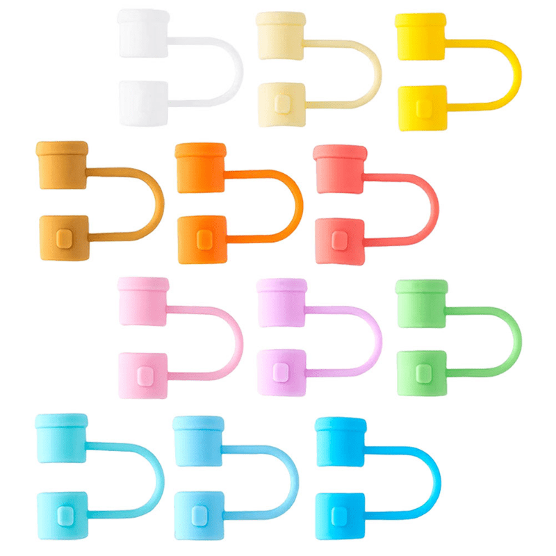 Straw Cover Cap, 12Pcs Silicone Straw Toppers for Tumblers
