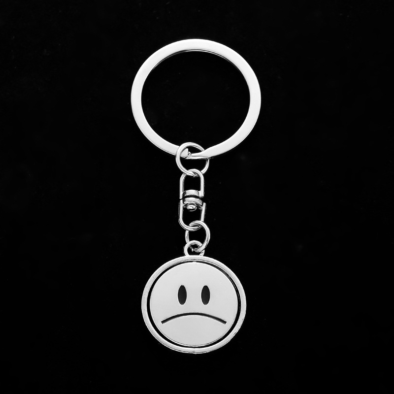 1pc Happy Face Keychain Golden Keyring, Bag Pendant Accessories, For Men