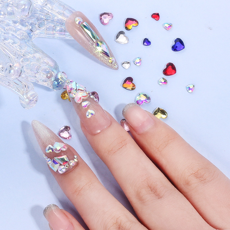 Aurora Flatback Heart Nail Art Rhinestones,resin Pearlescent Heart Shape  Nail Gem Stones For Nail Art Decoration - Temu Philippines