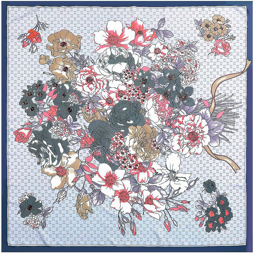 Flower Print Shawl Satin Square Scarf Silk Head Wrap