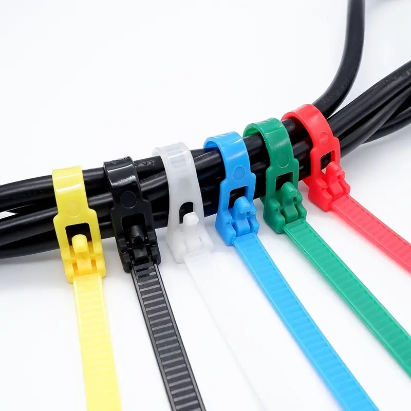 

50pcs Reusable & Releasable Plastic Cable Ties - Heavy Duty & Durable