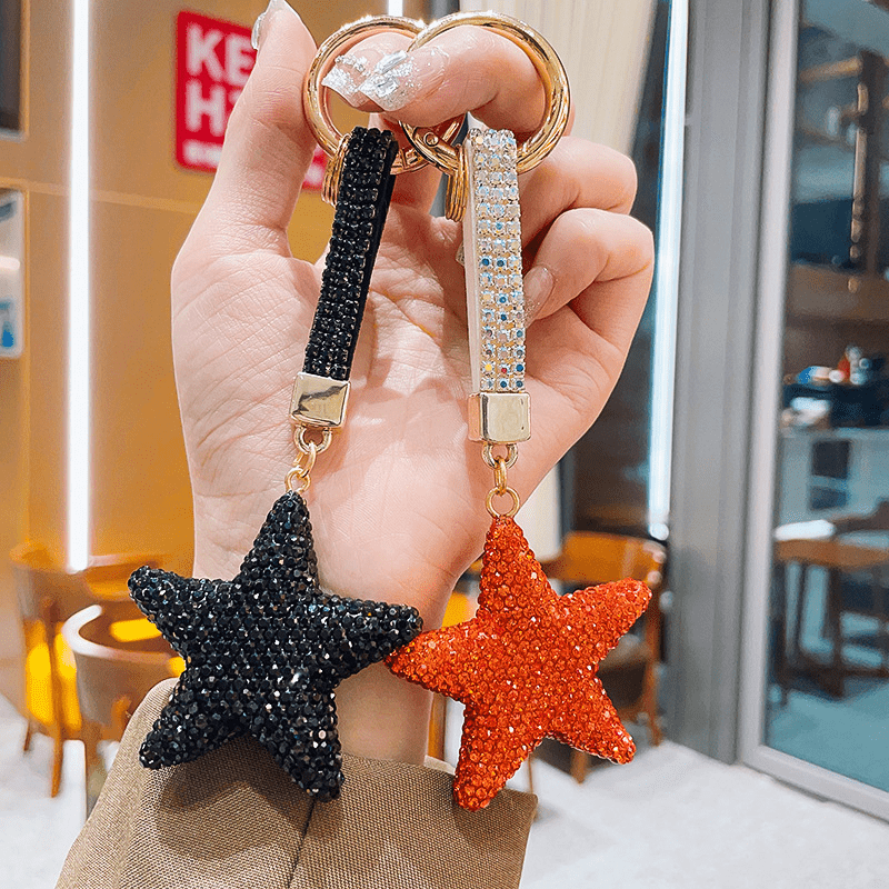 Rhinestone Decor Cute Star Shape Keychain Keyring Car Key - Temu