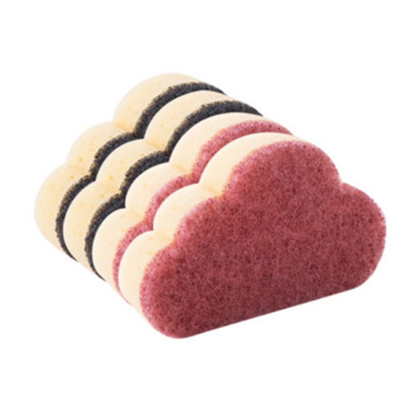 4Pcs Double Side Dishwashing Sponge Cloud Shape Wash Sponges for