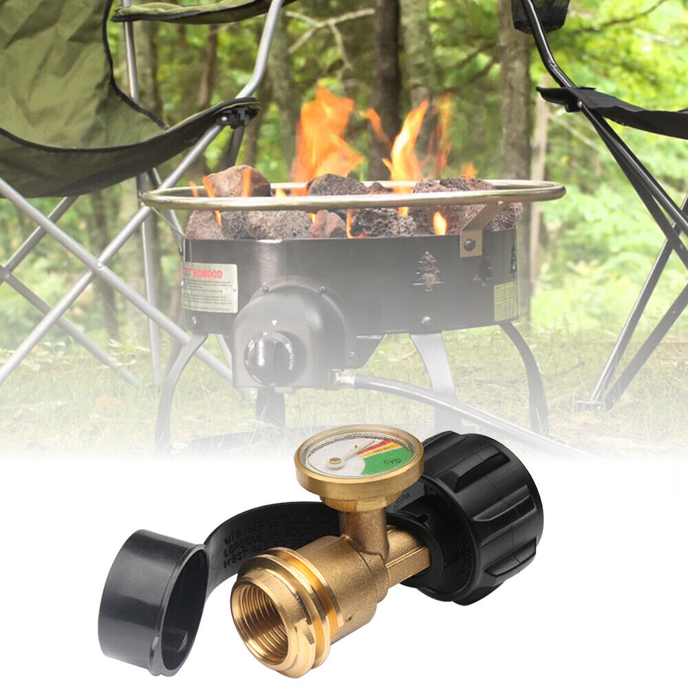 1/2pcs Propane Tank Gauge Brass Adapter W/Gas Pressure Level Meter  Indicator For BBQ RV, LP Tank Gauge For 5-40 Lb Propane Tank With Type1  Connection
