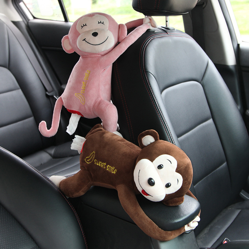 Taschentuch-Box-Halter für Auto, Plüsch-Affen-Taschentuchhalter mit  Aufbewahrung, Kinderspender-Papiertaschentuch-Box