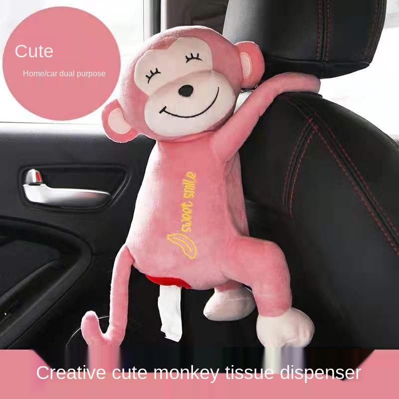 Quick delivery 】Car mounted tissue box hanging creative cartoon cute plush  dog Car paper drawer Car on car Car paper drawer