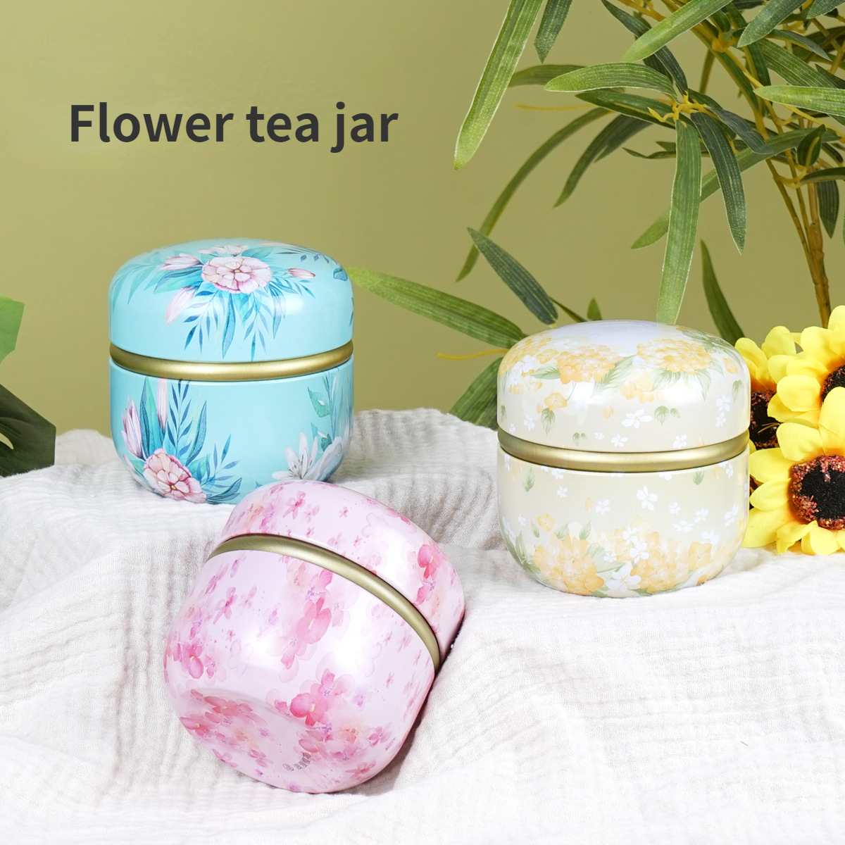 Flower Tea Metal Tea Can Sugar Candy Can Circular Tea Can - Temu