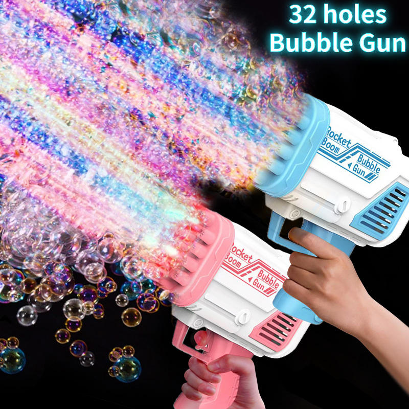 Machine à bulles de dinosaure pour les enfants, pistolets à bulles de fusée  avec lumières LED, souffleur de bulles 32 / 64 trous pour fête de mariage  d'anniversaire à l'extérieur