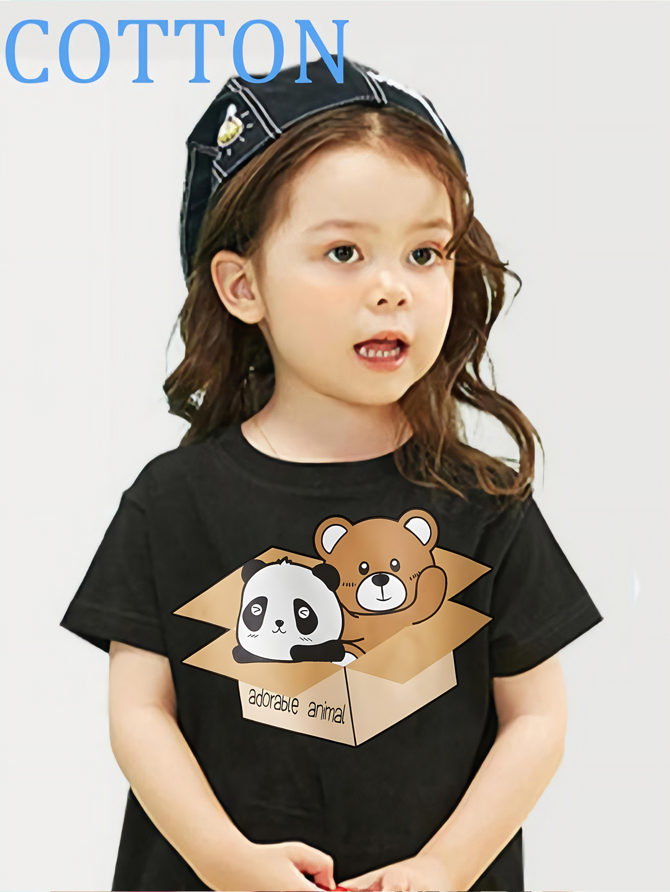 Urso panda bonito - preto & branco kawaii desenho animado cara de bicho  t-shirt