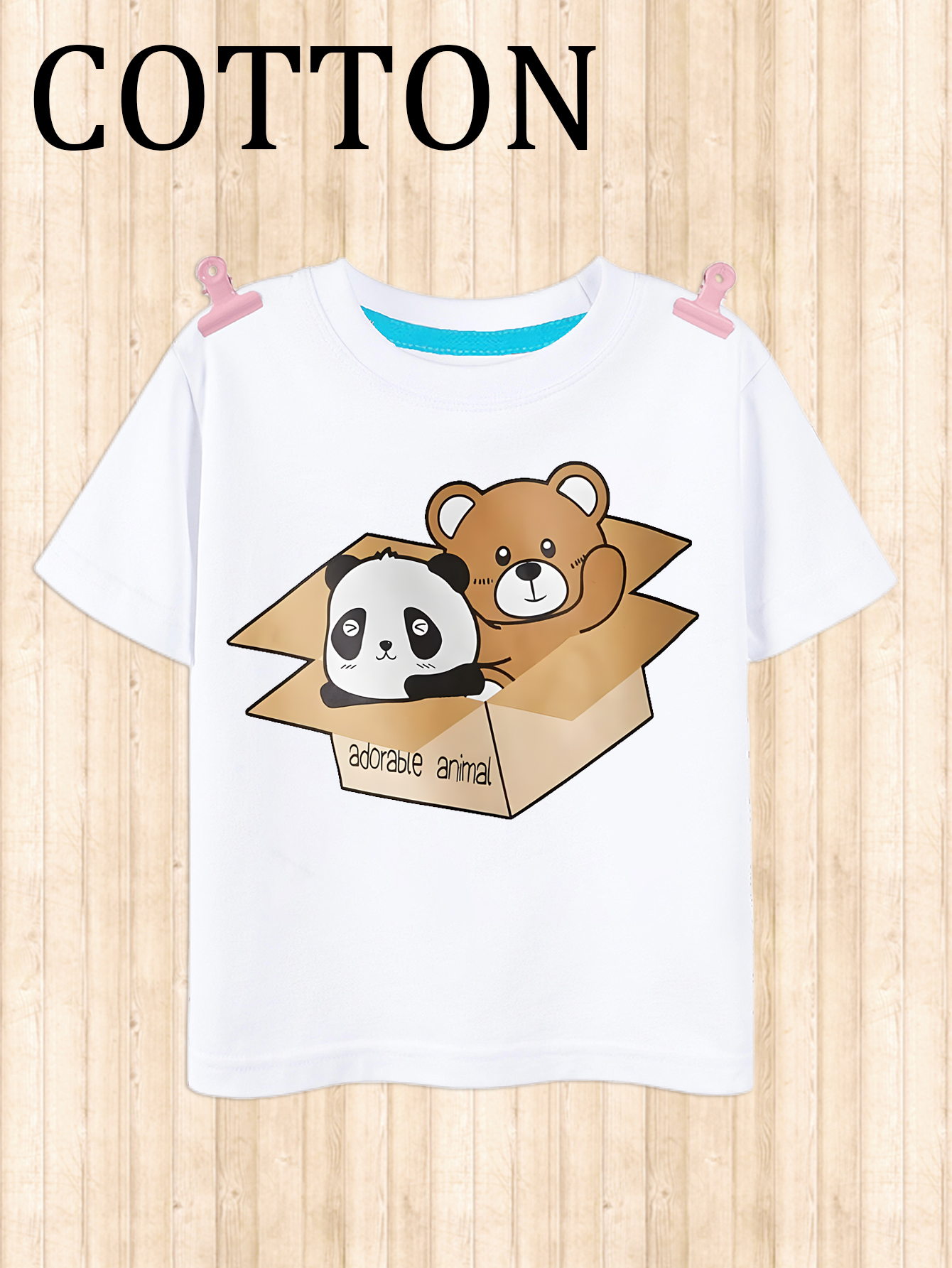 Urso panda bonito - preto & branco kawaii desenho animado cara de bicho  t-shirt