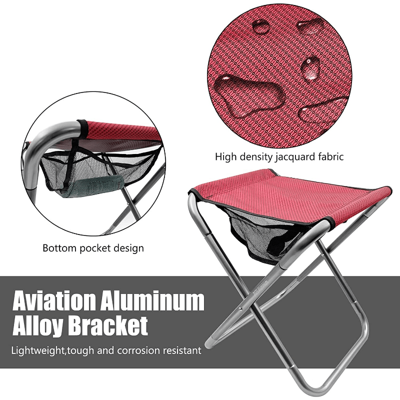 Small Folding Camping Stool - Portable Outdoor Chair With Carry Bag, 300lb Capacity