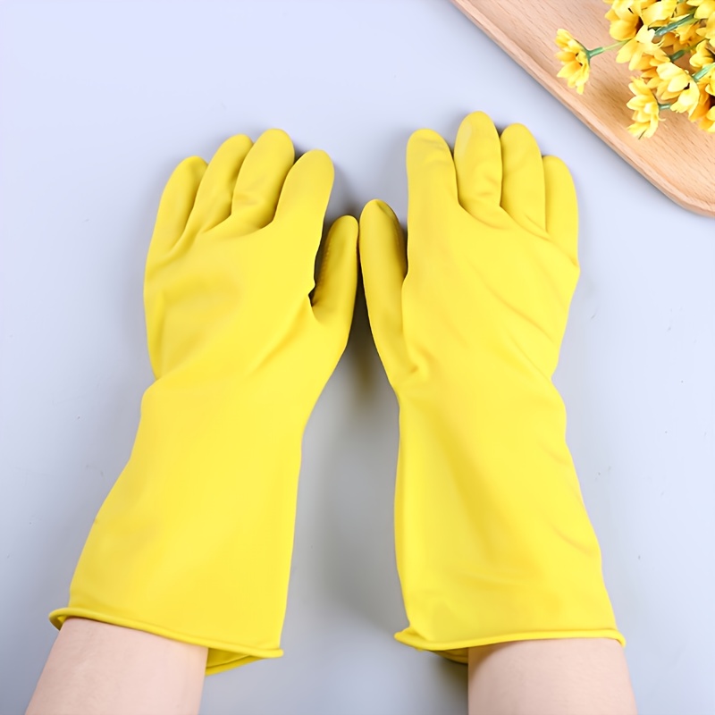 pair 11 durable yellow rubber cleaning gloves waterproof Temu