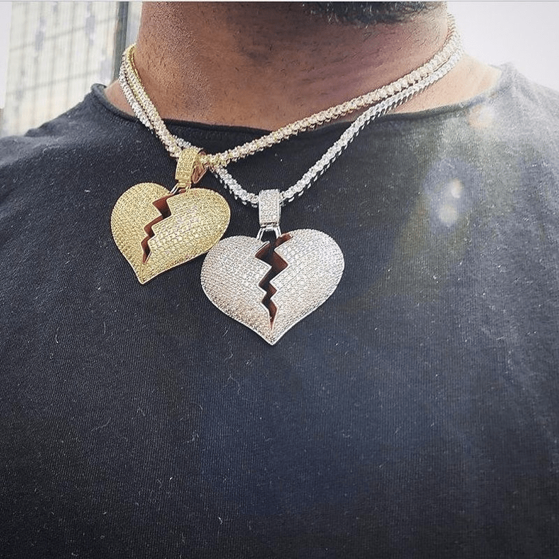 Mens broken heart on sale necklace