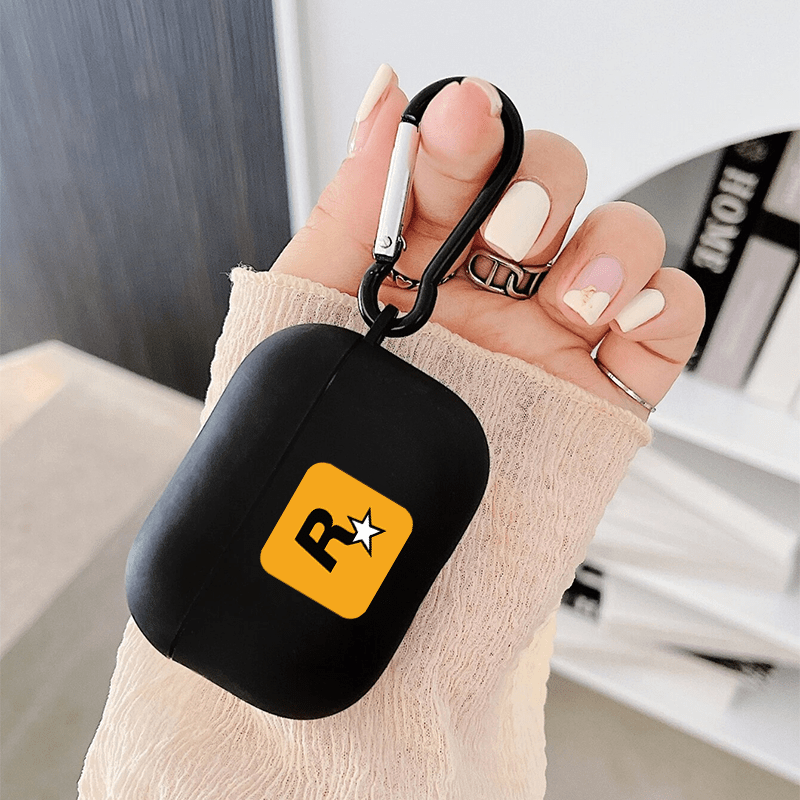 

Black Letter R Graphic Headphone Case For Airpods1/2, Airpods3, Airpods Pro, Airpods Pro (2nd Generation), Gift For Birthday, Girlfriend, Boyfriend, Friend Or Yourself, Pattern Black Anti-fall