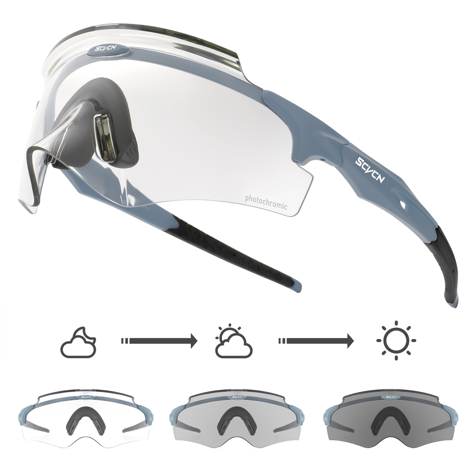 zhanshan Non-sensory Design Glasses Outdoor Sports Glasses Uv Protection  Photochromic Cycling Glasses for Men and Women High Transmittance Lenses  Non-sensory Design Bike Goggles