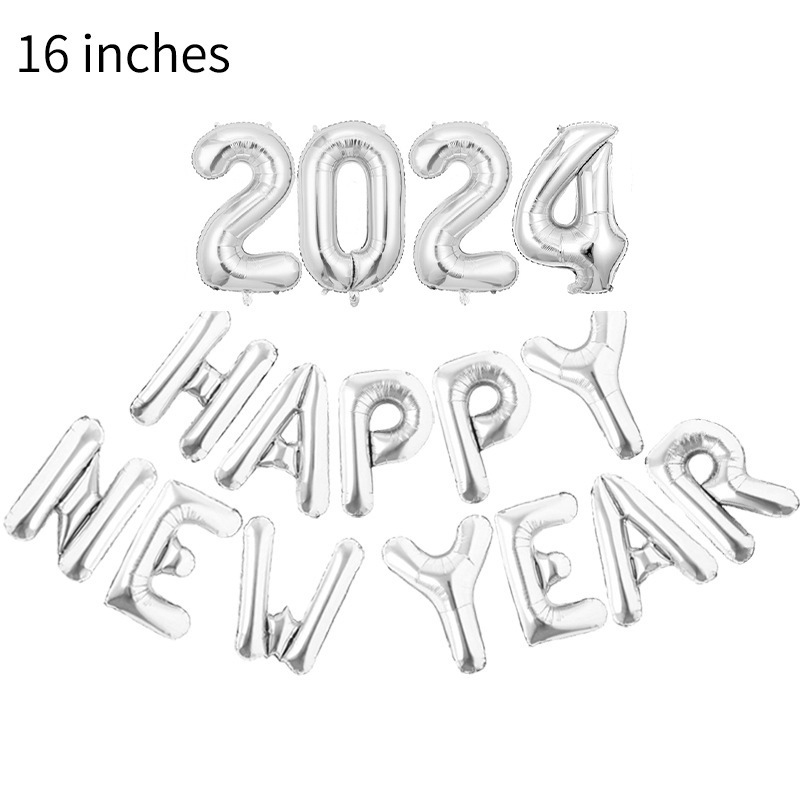 MIAHART 2024 HAPPY NEW YEAR Ballons Set Or Aluminium Foil 16