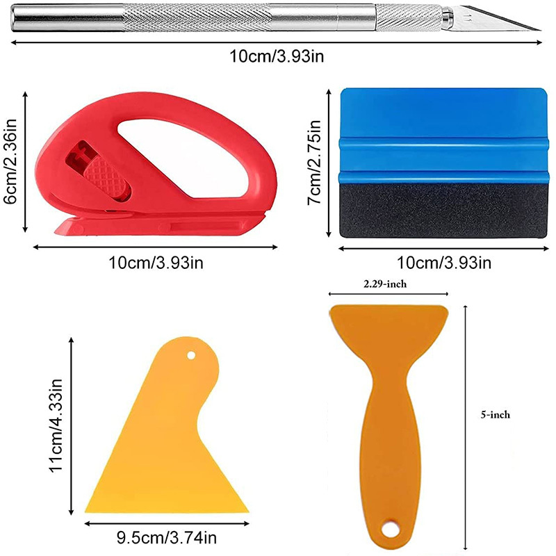 Car Wrap Vinyl Tools Felt Squeegee Scraper 2 Magnets Heat Gun Window  Tinting Kit