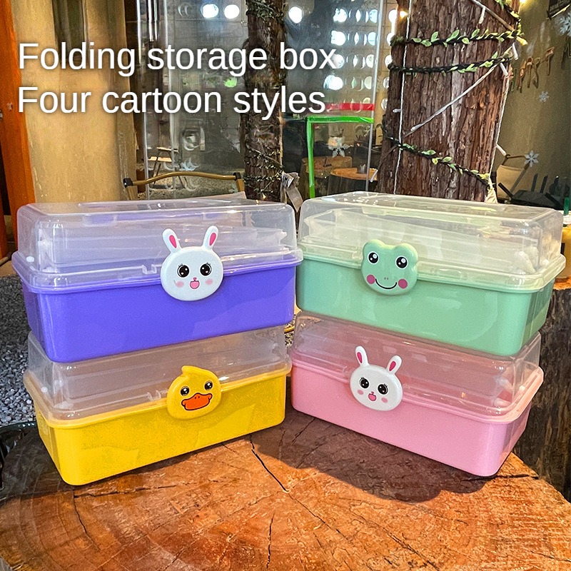 Portable Children's Hair Accessories Storage Box, Containers Desktop  Finishing Three Layers Cute Headband Holder for Baby Hairpin Hair Clips ,  Pink 