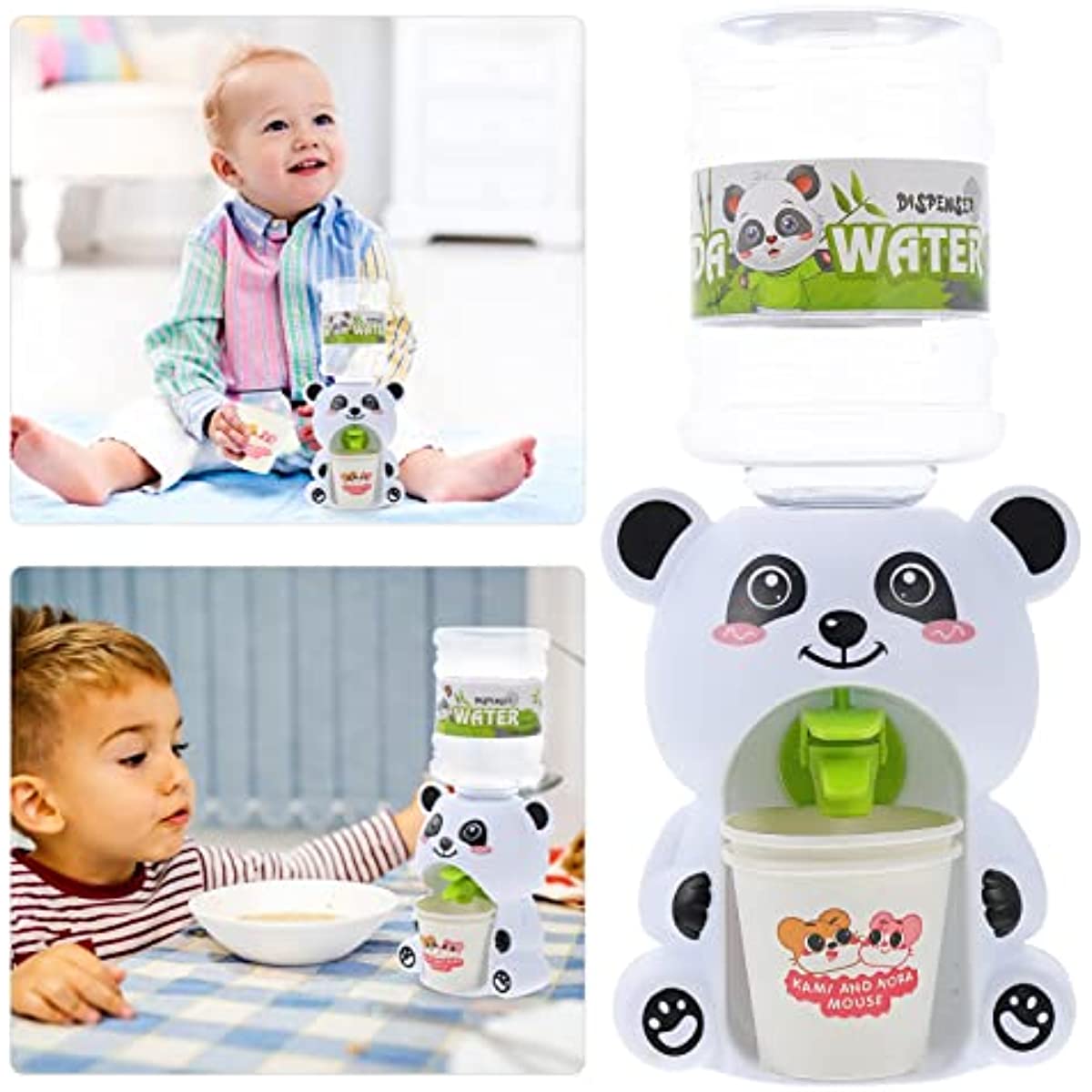 Toddmomy 1PCS Mini Water Dispenser,Miniature Drinking Fountain Cute Panda  Water Dispenser Counter Top Water Dispenser for Kids Play House Dollhouse