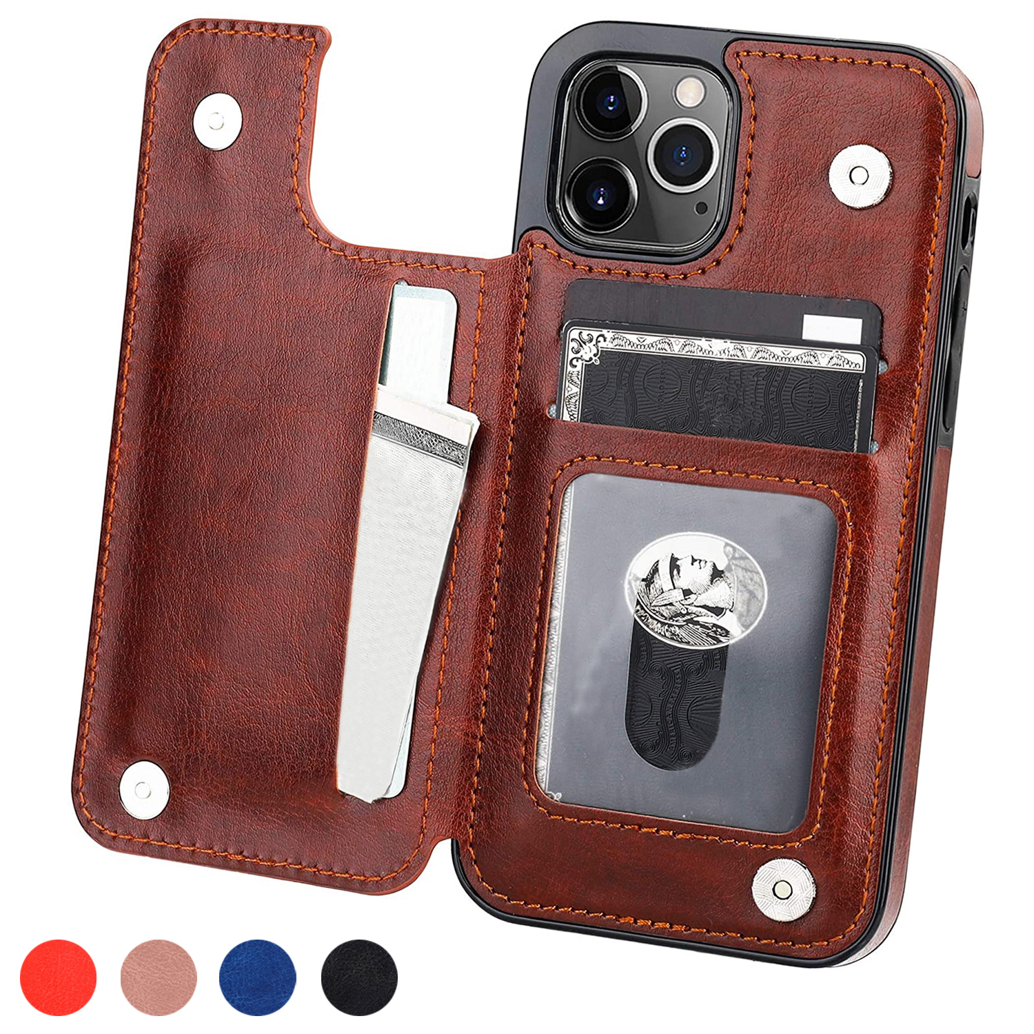 Detachable Magnetic Wallet Leather Flip Case For iPhone 11 12 13 14 15 Pro  Max Plus Retro Coque Removable Cover