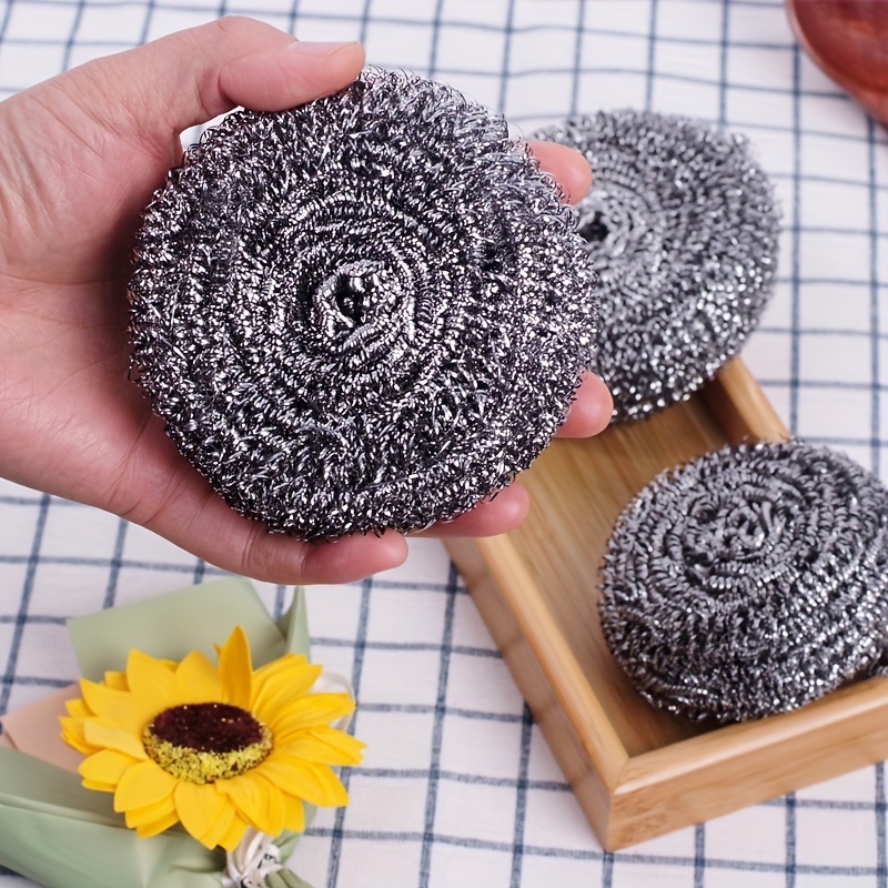 6pcs Stainless Steel Sponge Scourer, Kitchen Pot Pan Cleaning Tool, Dish  Wash Scrubber Pad, Steel Wool Ball For Utensil & Dish Cleaning