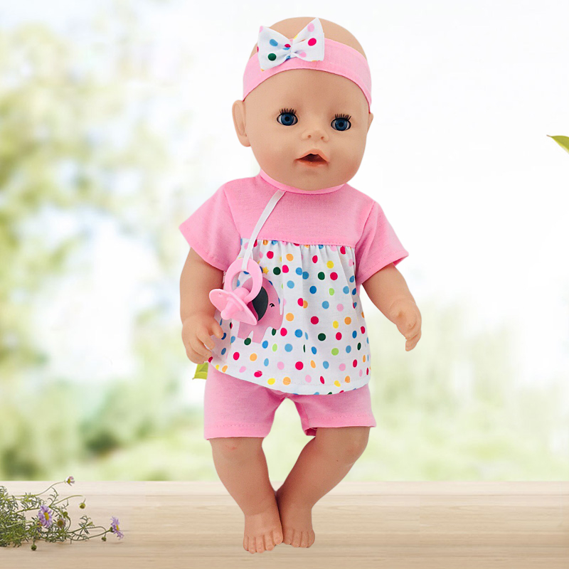 

Handmade Flower Elephant Pattern Outfits For American 18 Inch, 43cm Baby Dolls & Bitty 15 Inch Baby Dolls - Accessories Include Tops, Pants, Hairband & Pacifier Clothes (doll Not Included)