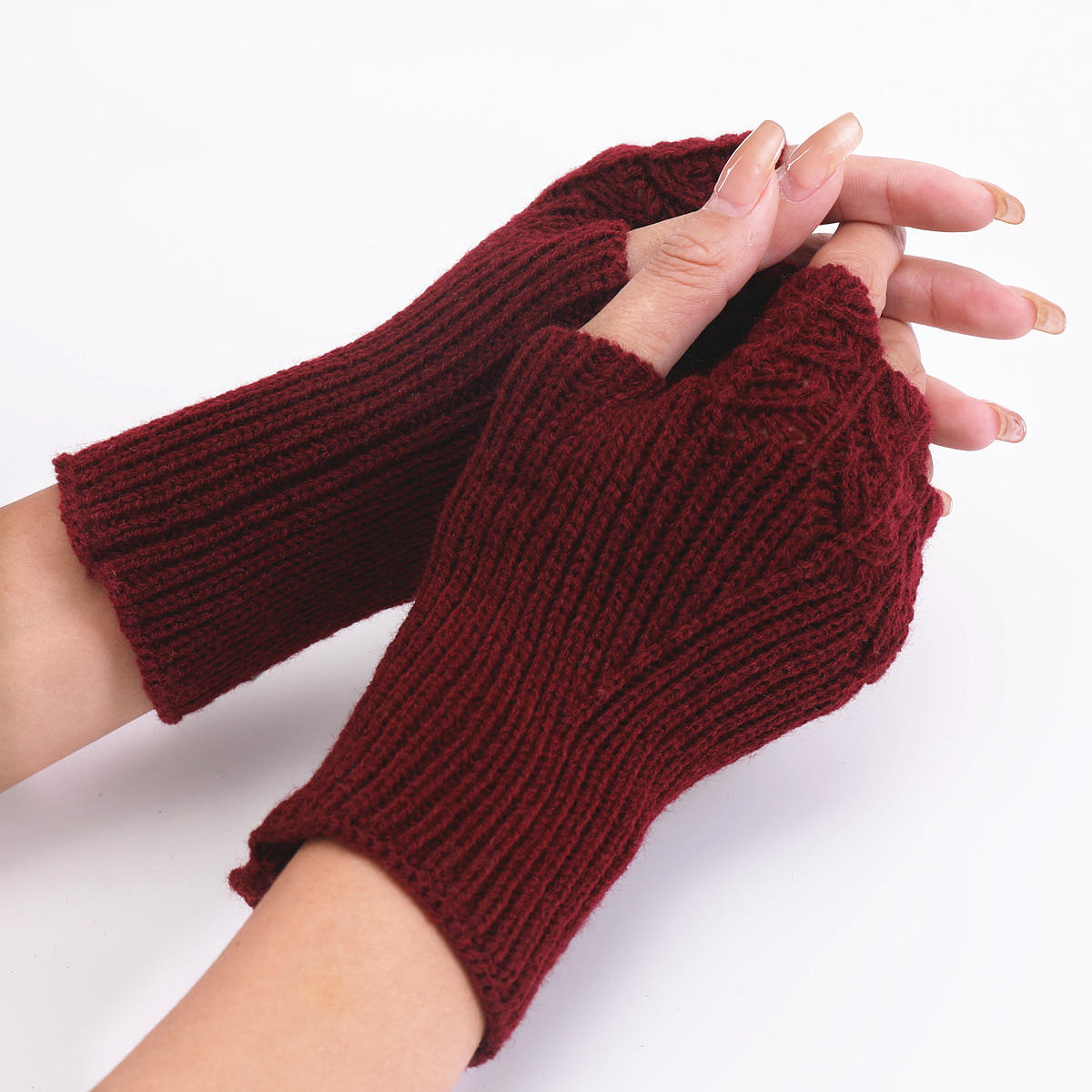 knitted         fingerless     wrist      