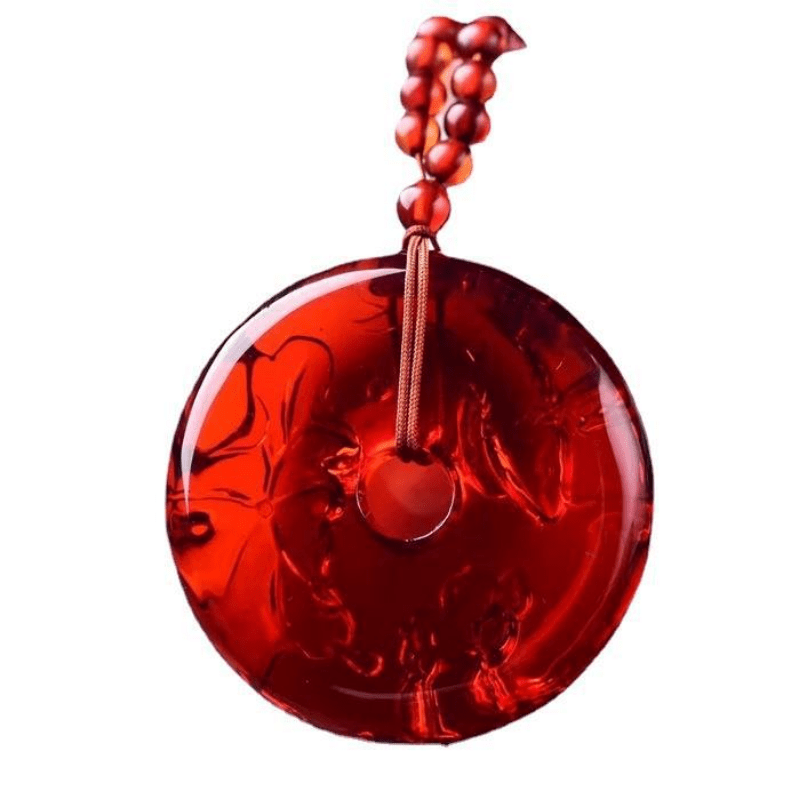 Classic Elegant Red Round Engraved Stone Pendant Necklace Jewelry  Accessories Gifts For Men Women