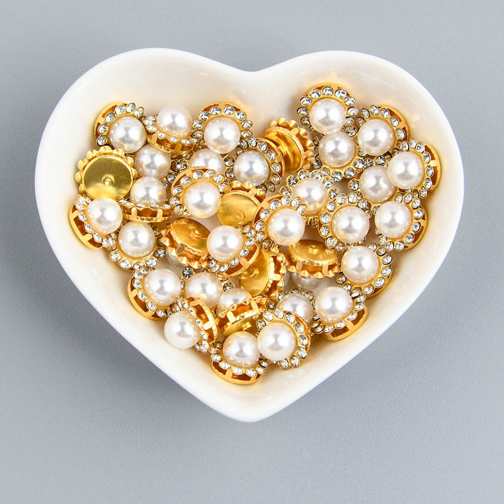 Pearl Rhinestone Button Rhinestone Faux Pearl Decoration - Temu