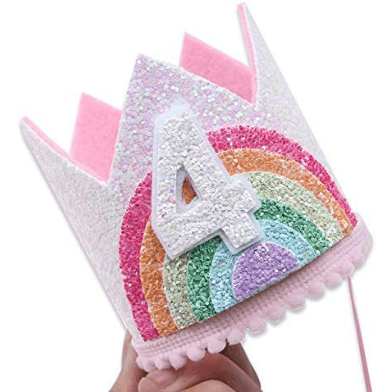 Felt Rainbow Birthday Party Crown 1st 2nd 3rd Happy Number Hat Unicorn