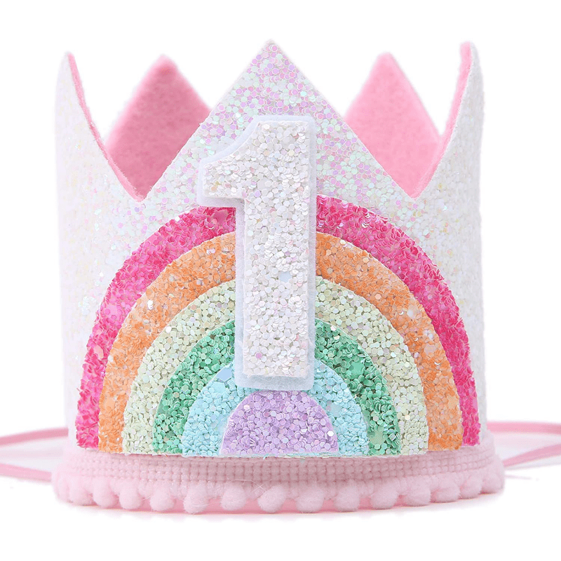 Felt Rainbow Birthday Party Crown 1st 2nd 3rd Happy Number Hat Unicorn