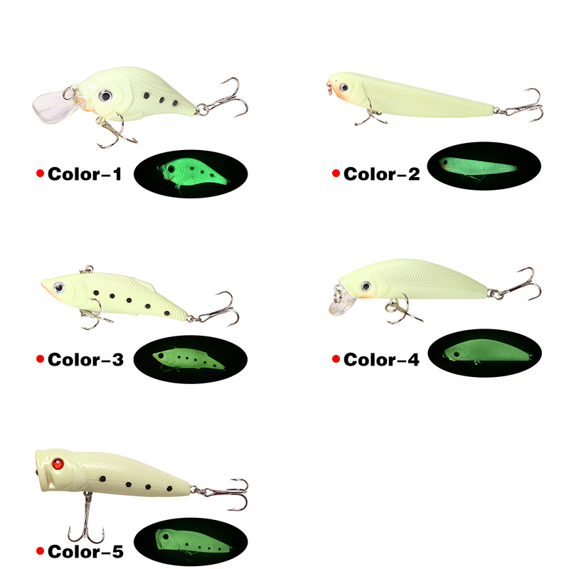 FRRTC Fishing Lure Bait Minnow VIB Popper Hard Bait Lures With Treble Hook  Lifelike 3D Fishing Eyes Swimbait Crankbait