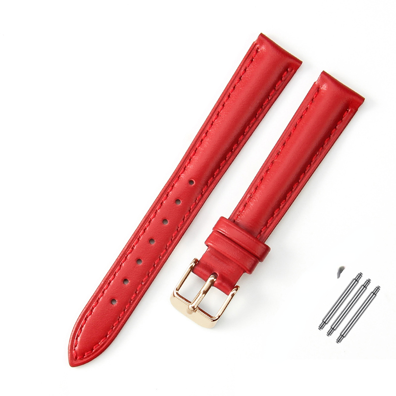  12mm Red Genuine Calfskin Leather Watchband