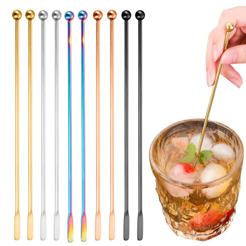 Flamingo Glass Decoration Stainless Steel Cocktail Coffee Drink Stirrers  Stir Long Stirring Swizzle Sticks Swizzle Stick with Decor Top Mixing