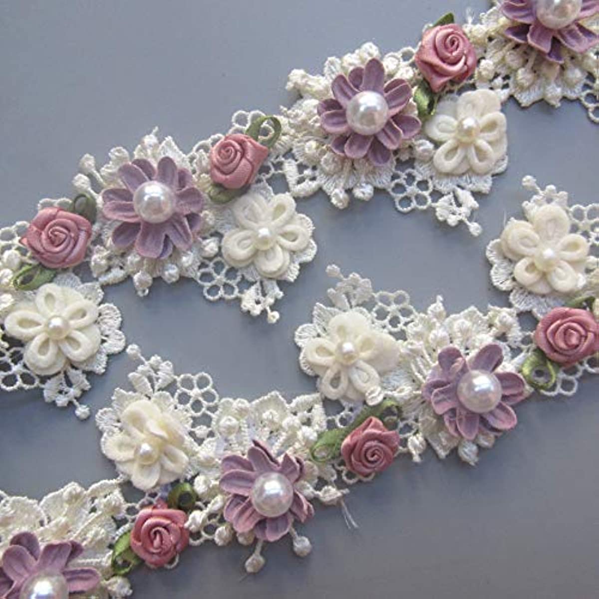 1yard/lot 5cm White Flower lace Embroidery Trim Ribbon DIY Wedding Sewing  Garment Handmade Accessories