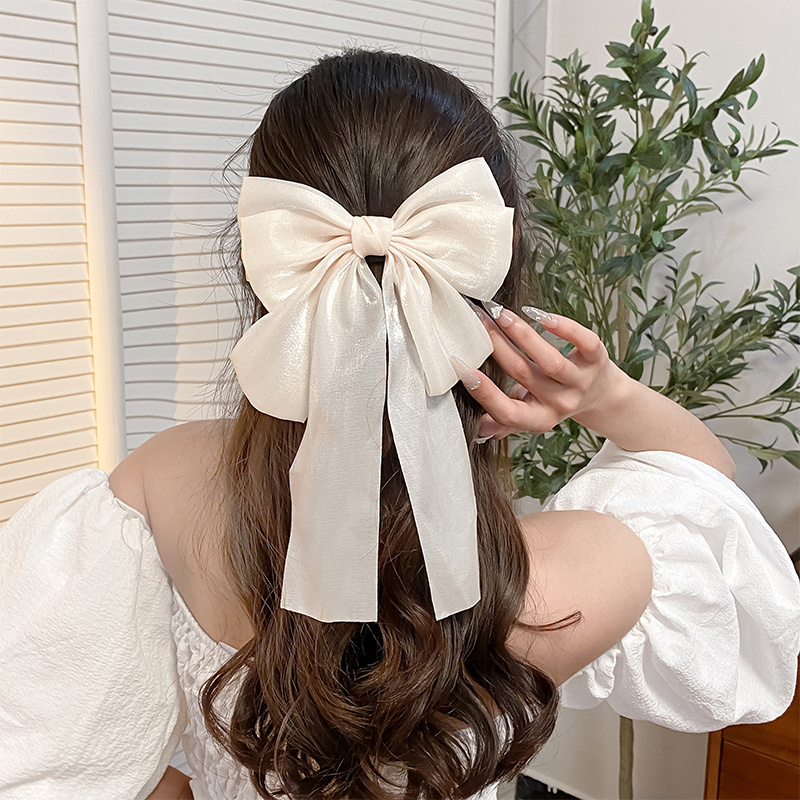 Temu Large Silky Hair Bows, Hair Ties for Women Girls with Ribbon Long Hair Barrettes Big Hair Bow for Women and Girls Bowknot Hair, Christmas Gifts