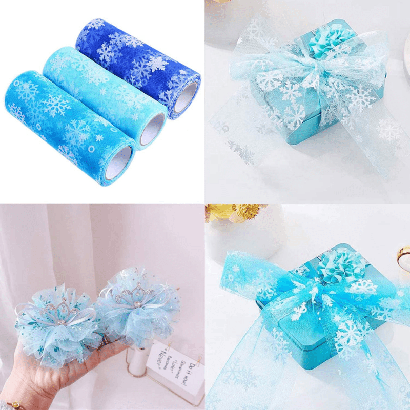 Snowflake Tulle Roll( /10yards) Christmas Tulle Fabric Sparkling Tulle  Ribbon Roll Winter Wonderland Party Supplies For Craft Gift Wrapping - Temu  Italy