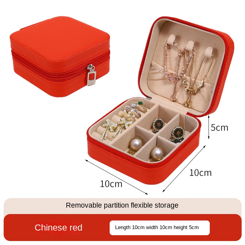 Mini Jewelry Organizer Portable Storage Box With Zipper For Ring