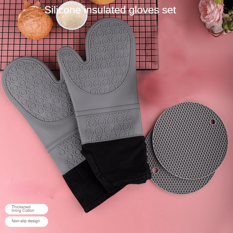 Silicone Oven Mitts And Pot Holder, Thickened Heat Resistant Gloves And Heat  Insulation Pad, Non-slip Bpa-free Oven Mitts For Bbq, Baking, Cooking,  Grilling, Hot Pads For Hot Dishes Or Pans, Home Kitchen