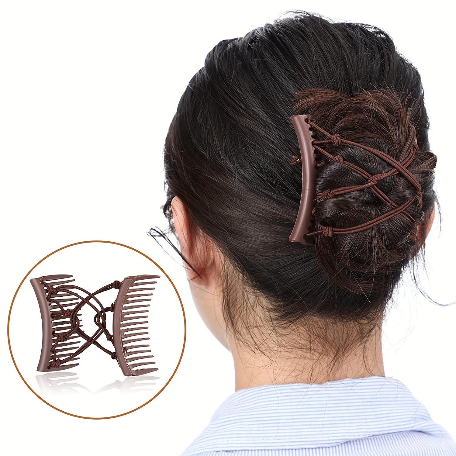 Stretchy Double Slide Comb Hair Clip Adjustable Elastic Hair Comb