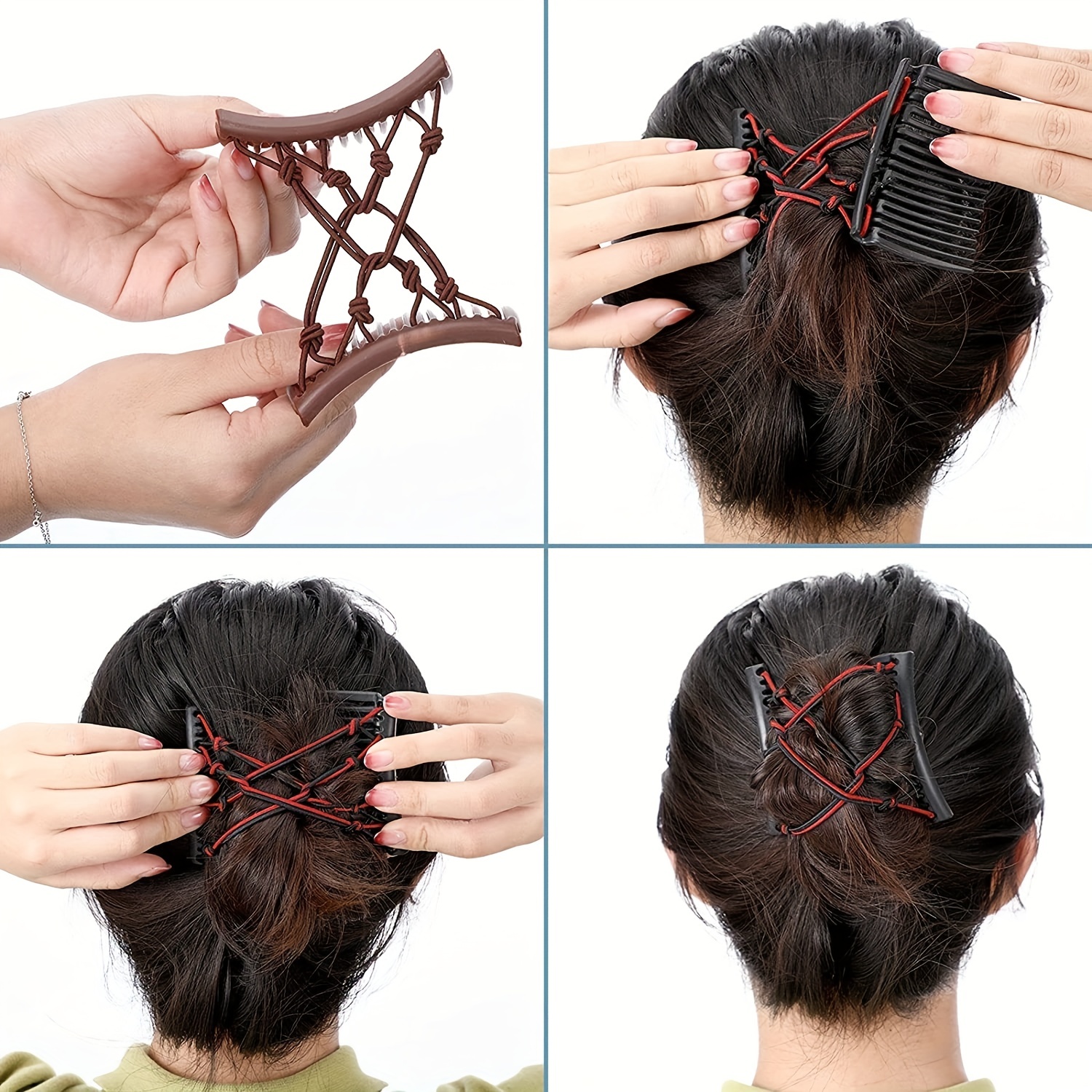 Stretchy Double Slide Comb Hair Clip Adjustable Elastic Hair Comb