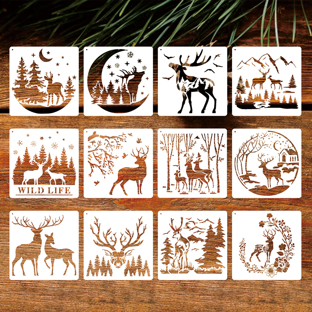  Mountain Stencils For Painting On Wood Burning Stencils And  Patterns Reusable Nature Deer Tree Stencils For Crafts Canvas Furniture  Wall Drawing Pattern Decorative
