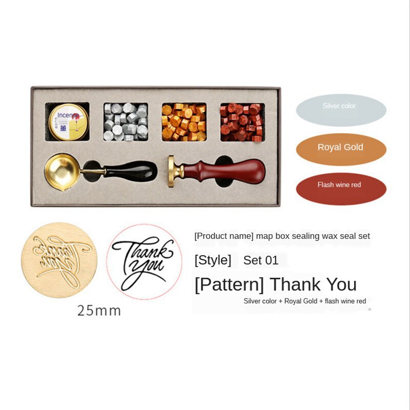 Gold and Silver with Love and Thank You Envelope Wax Seal Stamp Set