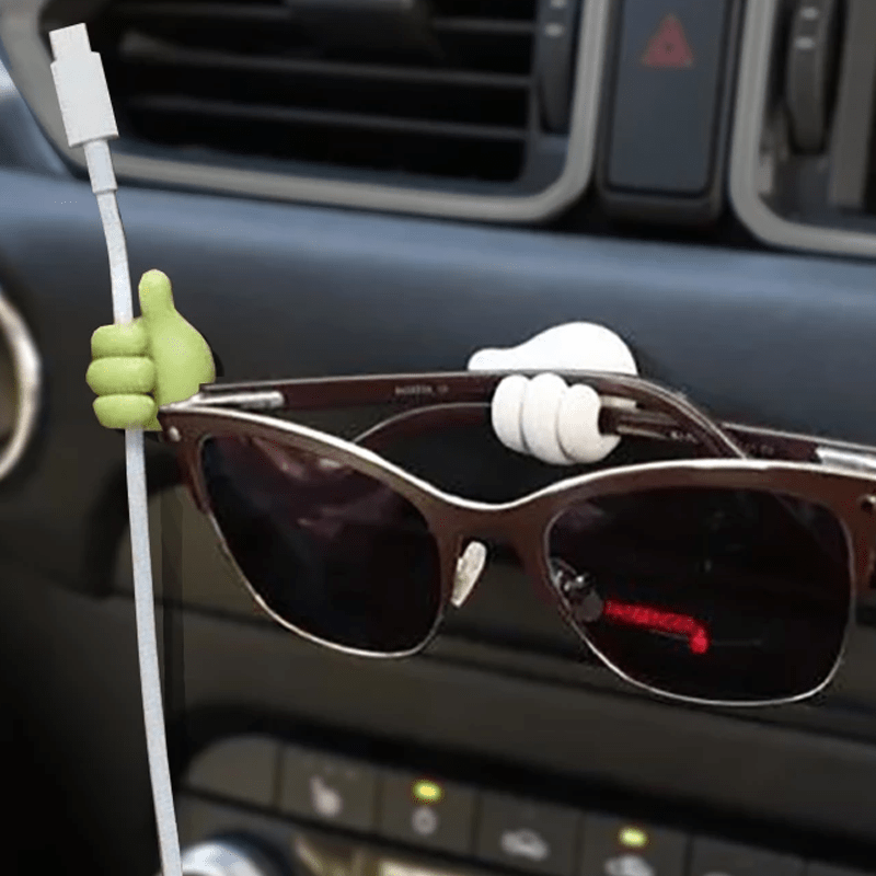 8pcs Hand-shaped Rubber Holder Glasses Cable Power Cord Charging Line Self Adhesive Mini Hook Car Storag Organizer Gadget Decorations