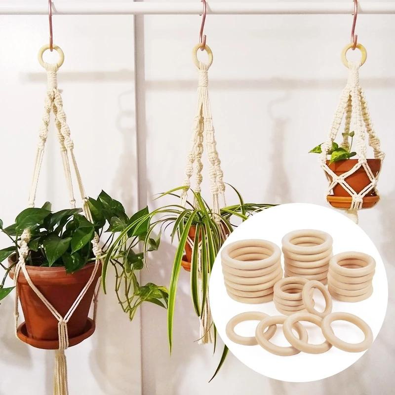 Solid Wooden Rings Natural Wood Rings for Macrame DIY Crafts Ornaments  Making