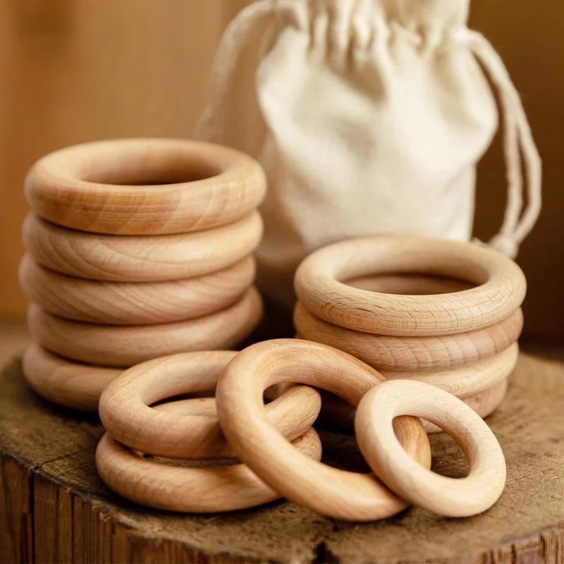 Solid Wooden Rings Natural Wood Rings For Macrame Diy Crafts - Temu