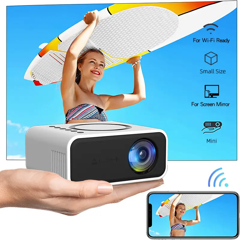 look at ya ya yt300 us cable wireless phone with screen portable mini projector small home wireless cable phone projector usb u disk broadcast birthday gift students children girl boy details 15