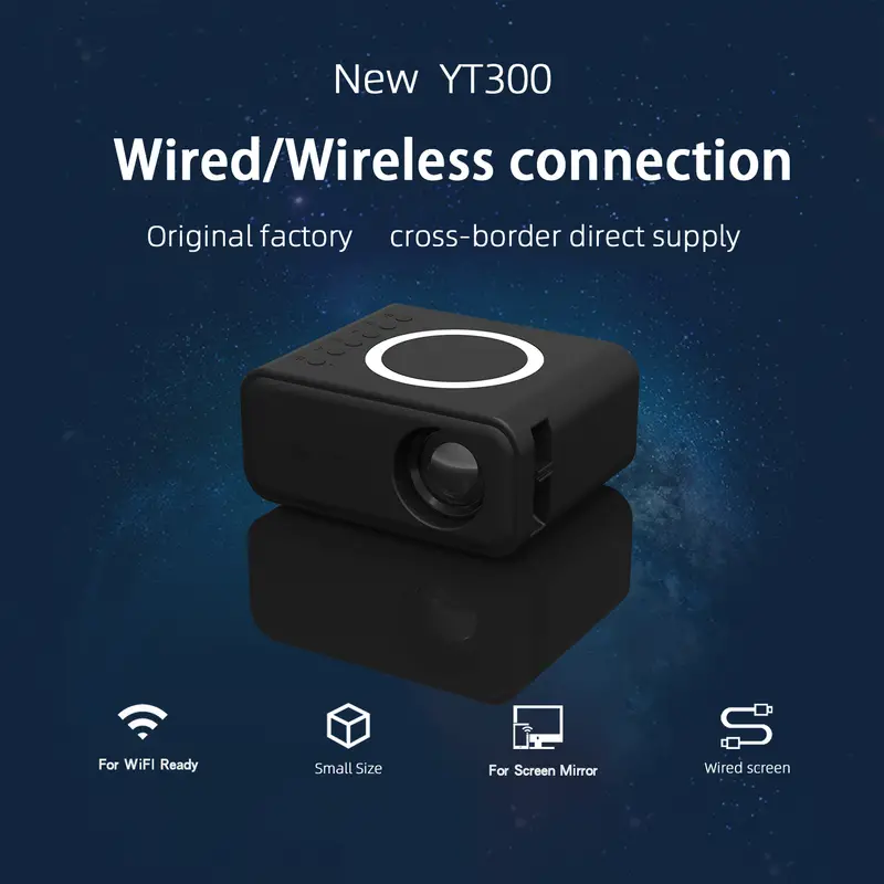 look at ya ya yt300 us cable wireless phone with screen portable mini projector small home wireless cable phone projector usb u disk broadcast birthday gift students children girl boy details 17