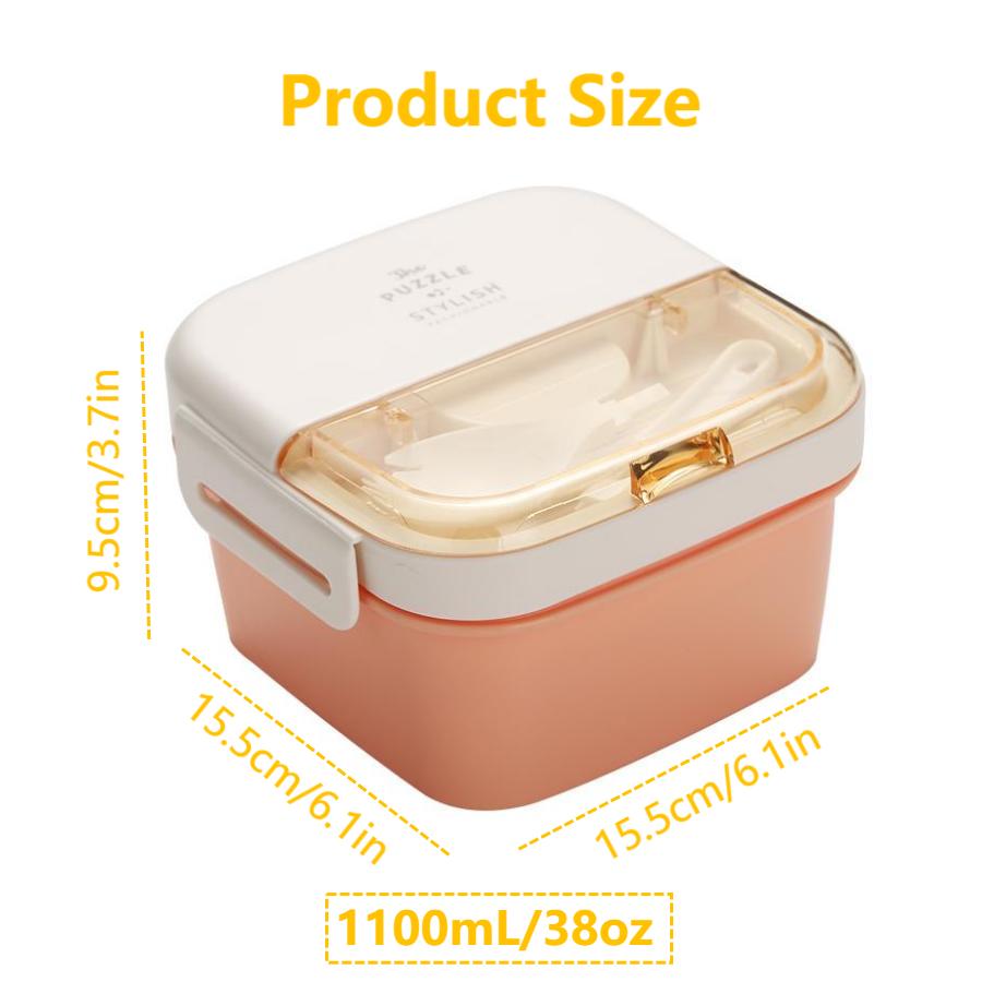 Portable Salad Lunch Container - 38 oz Salad Bowl - 2 Compartments with Dressing Cup, Large Bento Boxes, Meal Prep to Go Containers for Food Fruit